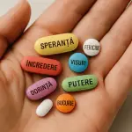 Psiholog Pitești – Efectul Placebo ilustrat prin pastile colorate cu mesaje pozitive